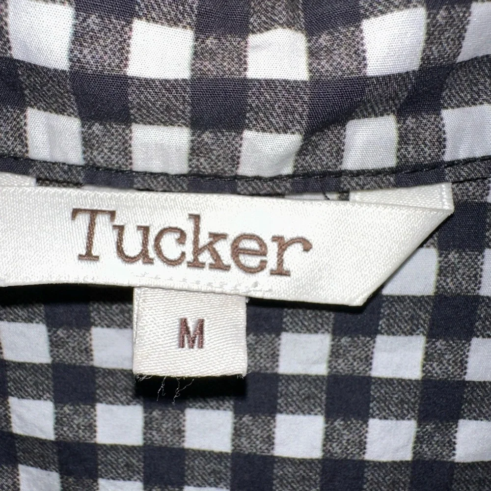 Tucker Black and White Gingham Midi Dress w/ Dolman Sleeves Medium - Picture 6 of 12